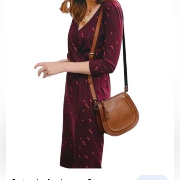 Boden Cressida Dress Faux Wrap Jersey Maroon Dots Size 6. With pockets. EUC - Picture 10 of 10